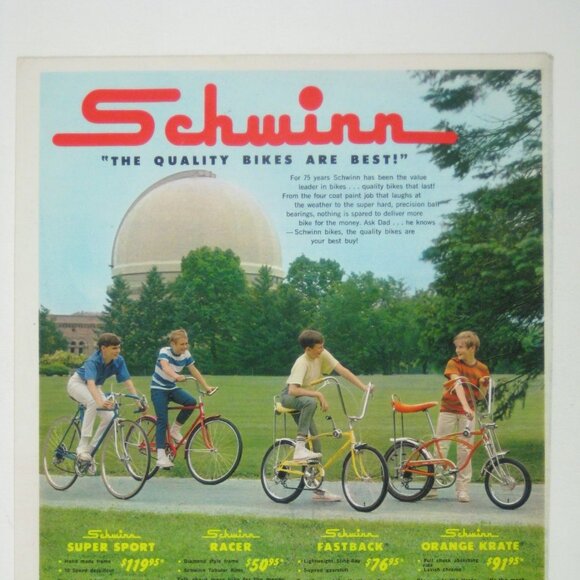 Schwinn Vintage 1969 Bicycle Ad Super Sport Racer Fastback Krate Observatory - Picture 2 of 2